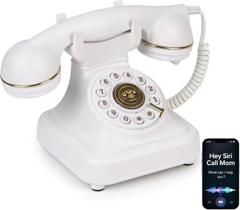 Bluetooth Retro Landline Phone with Voice Assistant, Compatible with Android & iOS, Wireless Physical Home Telephone with Speakerphone & Volume Control, Black in Kuwait