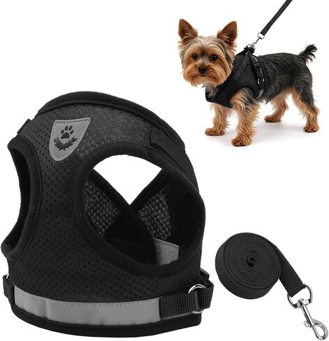 Hypeety Soft Dog Cat Harness with Leash Adjustable Halter Harness No-pull Breathable Mesh Safety Outdoor Reflective Walking Leash Set (Red, XL) in Saudi Arabia