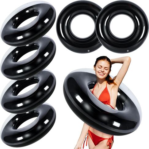 JellyArch 6 Pcs Inflatable Pool Float for Adult 28 Inch Swim Tube Bulk Pool Inner Tube Floaties Swimming Ring for Beach Party Decoration Women Men River Lake Summer Vacation Holiday in Kuwait
