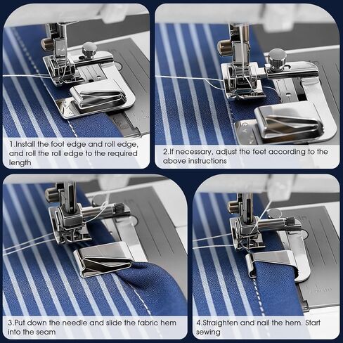 Rolled Hem Presser Foot Set [6 Sizes] Wide & Narrow Hemming Foot for Professional Finish Compatible with Singer Heavy Duty, Kenmore & Low Shank Machines in Kuwait