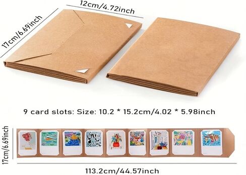 Stretchable Folding Photo Album DIY Photo Card Holder Accordion Scrapbook Album for Pictures Cards(Brown) in Kuwait