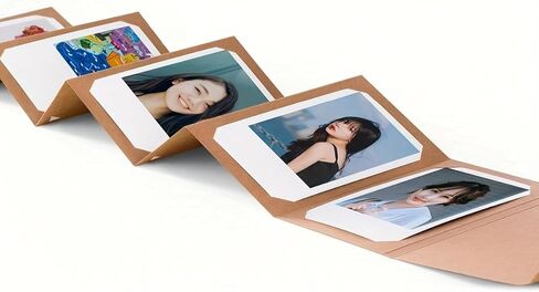 Stretchable Folding Photo Album DIY Photo Card Holder Accordion Scrapbook Album for Pictures Cards(Brown) in Kuwait