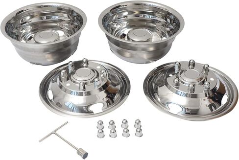 17 بوصة 8 العروة عجلة محاكاة مجموعة كاملة الفولاذ المقاوم للصدأ عجلة Hubcap مجموعة تناسب 2005-2025 فورد F350 ثنائي العجلات الشاحنات in Kuwait