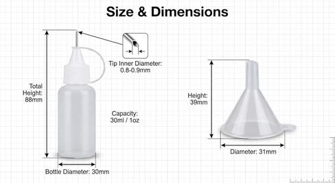14-Piece Precision Tip Applicator Bottle Set | 12 Pack of 30ml (1oz) Squeeze Bottles with Fine Point Needle & 2 Funnels | for Crafts, Glue, Oil, Painting & DIY Projects in Kuwait
