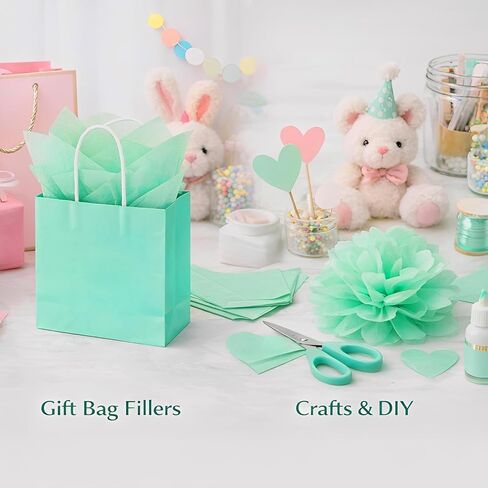Teal Tissue Paper Bulk for Gift Bags, 120 Sheets 14 x 20 Inches, 15gsm Lightweight Wrapping Tissue Paper & Box Filler Paper for Birthdays Party, Weddings, Baby Showers, Holidays, DIY Crafts, Flowers in Kuwait