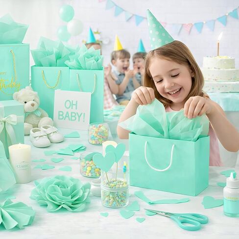Teal Tissue Paper Bulk for Gift Bags, 120 Sheets 14 x 20 Inches, 15gsm Lightweight Wrapping Tissue Paper & Box Filler Paper for Birthdays Party, Weddings, Baby Showers, Holidays, DIY Crafts, Flowers in Kuwait