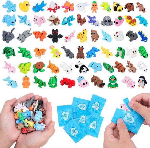 Hysagtek 50Pcs 3D Printed Animals Blind Bag - Mystery Pack Flexible Articulated Fidget Toys Realistic Mini Animals Figures for Desk Decor Rewards Goodie Bags Party Favors Birthday Gifts in Kuwait