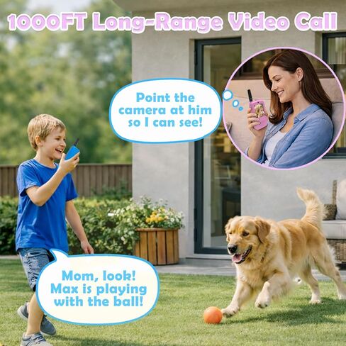 Video Walkie Talkies for Kids, 2 Pack Rechargeable HD Camera Walkie Talkie Toys with Flashlight, Indoor, Outdoor Adventure Toys Birthday for Kids Boys Girls Age 3-12, Blue/Pink in Kuwait