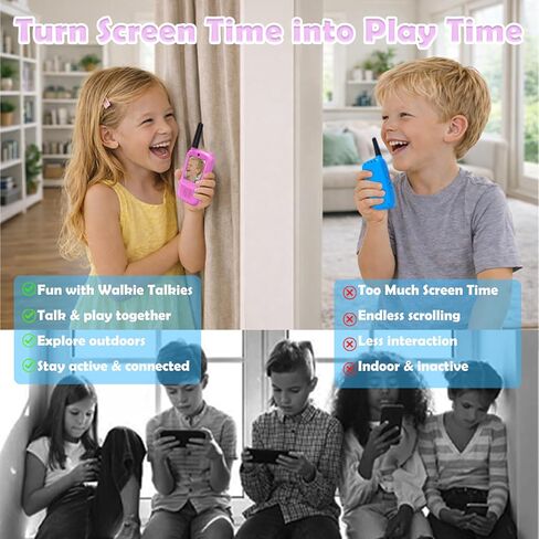 Video Walkie Talkies for Kids, 2 Pack Rechargeable HD Camera Walkie Talkie Toys with Flashlight, Indoor, Outdoor Adventure Toys Birthday for Kids Boys Girls Age 3-12, Blue/Pink in Kuwait