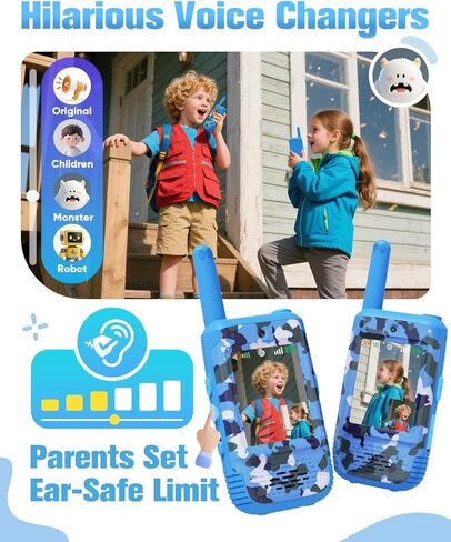 Byserten Video Walkie Talkies للأطفال مع مغير الصوت، 2 حزمة من أجهزة Walkie Talkies القابلة لإعادة الشحن للأطفال، ألعاب اللعب في الهواء الطلق هدايا عيد ميلاد للأولاد والبنات من سن 3 إلى 12 عامًا، ألعاب عائلية للتخييم والمشي لمسافات طويلة in Kuwait