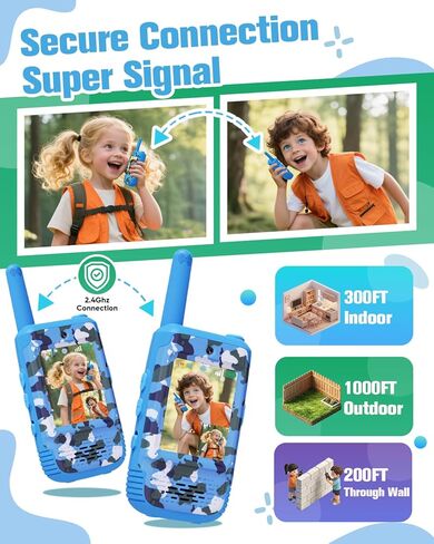 Byserten Video Walkie Talkies للأطفال مع مغير الصوت، 2 حزمة من أجهزة Walkie Talkies القابلة لإعادة الشحن للأطفال، ألعاب اللعب في الهواء الطلق هدايا عيد ميلاد للأولاد والبنات من سن 3 إلى 12 عامًا، ألعاب عائلية للتخييم والمشي لمسافات طويلة in Kuwait