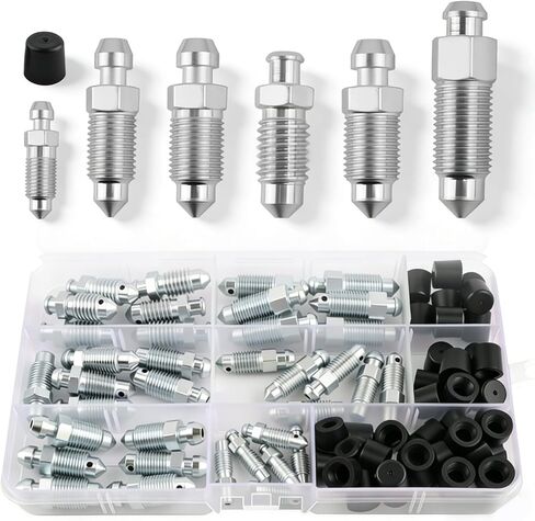 36PCS Multi-Size Car Brake Bleeder Screw Kit with Grease Fitting Caps,Metric/SAE Brake Bleeder Valve Replaces H9402-6,Essential Bleeders Valve Car Accessories with Storage Box in Kuwait