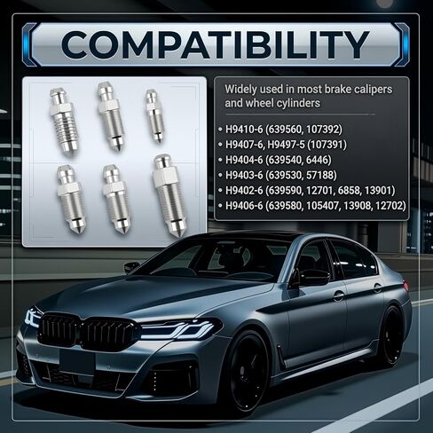 36PCS Multi-Size Car Brake Bleeder Screw Kit with Grease Fitting Caps,Metric/SAE Brake Bleeder Valve Replaces H9402-6,Essential Bleeders Valve Car Accessories with Storage Box in Kuwait
