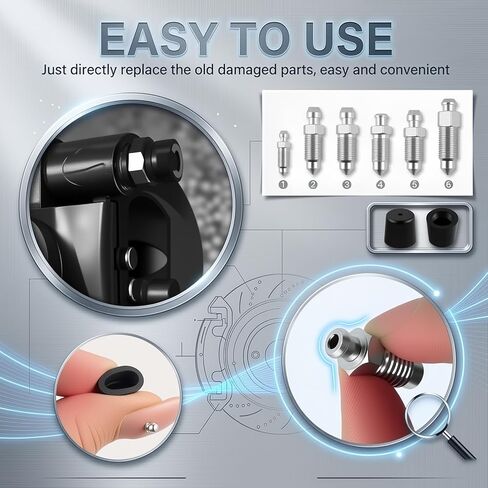 36PCS Multi-Size Car Brake Bleeder Screw Kit with Grease Fitting Caps,Metric/SAE Brake Bleeder Valve Replaces H9402-6,Essential Bleeders Valve Car Accessories with Storage Box in Kuwait