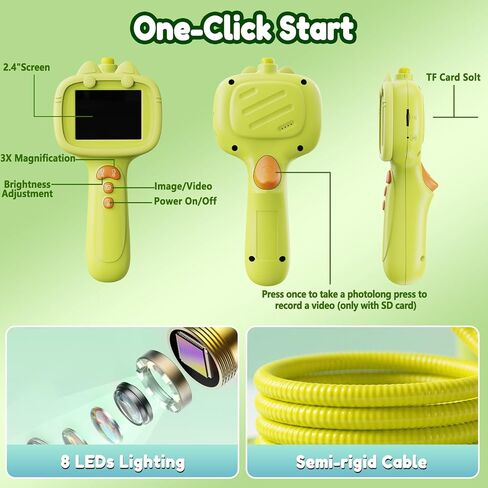 Kids Borescope Camera with Light-STEM Science Educational Toy for 3 4 5 6 7 8 Years Old Boys & Girls Birthday Gift-Discovery & Exploration Flexible Snake Scope Battery Toddler Young Child in Kuwait