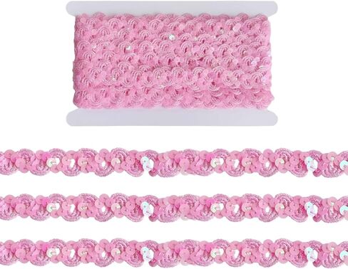 14.2 Yard S Wave Sequins Beaded Lace Trim, 1.38 Inch Wide Paillette Ribbon, Flat Sequins Beaded Strip Wave Trimming for Crafts, Embellishments, DIY Sewing, Costume & Clothing Decor, Light Purple in Kuwait