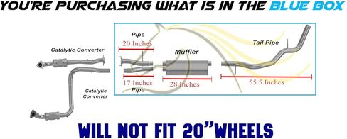 Exhaust Intermediate Pipe Muffler & Tail Pipe Kit Compatible for 2001-2006 GMC Yukon 6.0L | Northeastern Exhaust | Free Clamps and Hangers Included | Direct-Fit Replacement in Kuwait