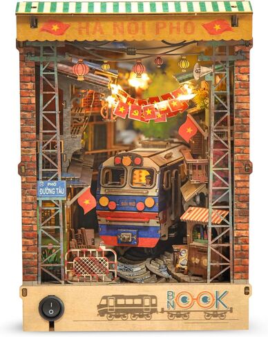 Vietnam DIY Miniature Kit - Hanoi Train Street Book Nook, Noodle House, Bahn Mi Cart - Tiny Diorama Building Kits, Craft Hobby Gifts for Teens and Adults in Kuwait