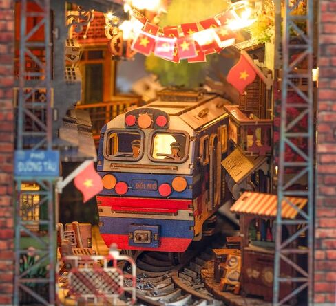 Vietnam DIY Miniature Kit - Hanoi Train Street Book Nook, Noodle House, Bahn Mi Cart - Tiny Diorama Building Kits, Craft Hobby Gifts for Teens and Adults in Kuwait