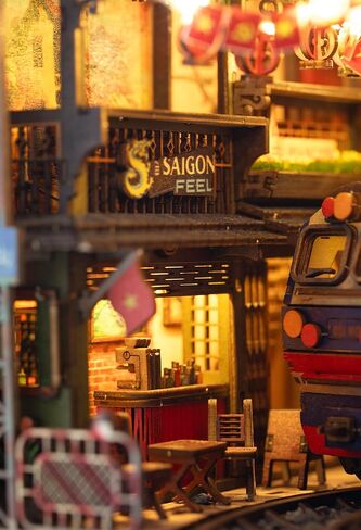 Vietnam DIY Miniature Kit - Hanoi Train Street Book Nook, Noodle House, Bahn Mi Cart - Tiny Diorama Building Kits, Craft Hobby Gifts for Teens and Adults in Kuwait