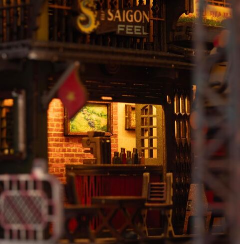Vietnam DIY Miniature Kit - Hanoi Train Street Book Nook, Noodle House, Bahn Mi Cart - Tiny Diorama Building Kits, Craft Hobby Gifts for Teens and Adults in Kuwait