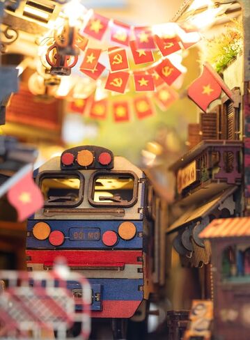 Vietnam DIY Miniature Kit - Hanoi Train Street Book Nook, Noodle House, Bahn Mi Cart - Tiny Diorama Building Kits, Craft Hobby Gifts for Teens and Adults in Kuwait