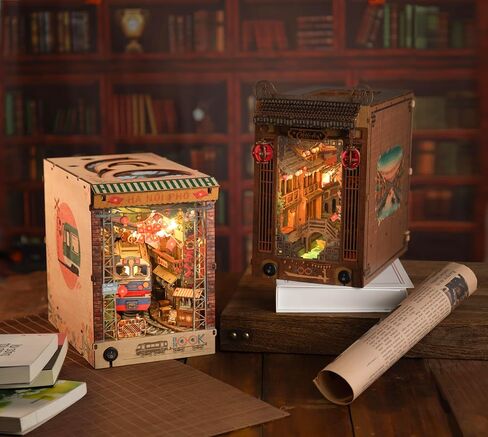 Vietnam DIY Miniature Kit - Hanoi Train Street Book Nook, Noodle House, Bahn Mi Cart - Tiny Diorama Building Kits, Craft Hobby Gifts for Teens and Adults in Kuwait