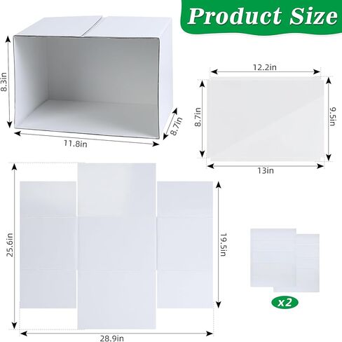 2PCS Foldable White Diorama Box Kit - 11.8x8.7x8.3 Inch Cardboard Display Box with Double-Sided Tapes & Transparent Plastic Cover for DIY Crafts, Miniatures, Figurines & School Projects in Kuwait