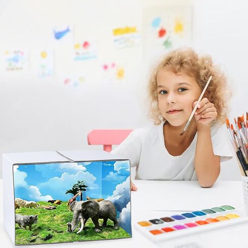 2PCS Foldable White Diorama Box Kit - 11.8x8.7x8.3 Inch Cardboard Display Box with Double-Sided Tapes & Transparent Plastic Cover for DIY Crafts, Miniatures, Figurines & School Projects in Kuwait