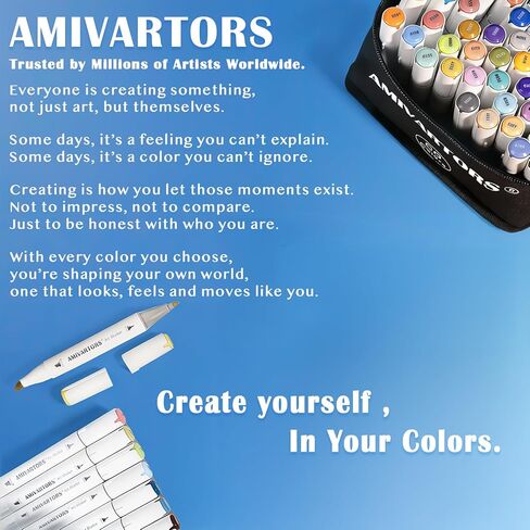 80 Colors Alcohol Markers Dual Tip Set, Chisel & Fine, 2.8g High Ink Capacity, Easy Blending Art Markers for Artists, Adults Coloring, Sketching, Drawing, Illustration & Painting with Carrying Case in Kuwait