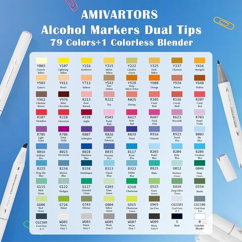 80 Colors Alcohol Markers Dual Tip Set, Chisel & Fine, 2.8g High Ink Capacity, Easy Blending Art Markers for Artists, Adults Coloring, Sketching, Drawing, Illustration & Painting with Carrying Case in Kuwait