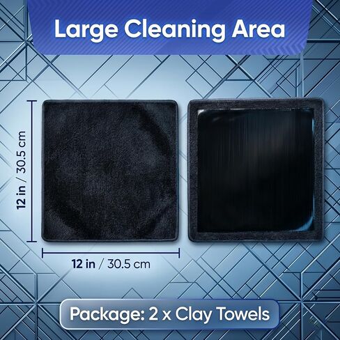 NADUSEP 2 Pack Clay Towel for Auto Detailing 12" x 12" – Reusable Synthetic Clay Bar Towel for Car Paint Decontamination, Removes Tar Sap Brake Dust, Detailing Tool for Cars Trucks SUVs in Kuwait