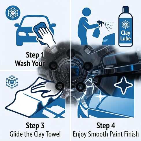 NADUSEP 2 Pack Clay Towel for Auto Detailing 12" x 12" – Reusable Synthetic Clay Bar Towel for Car Paint Decontamination, Removes Tar Sap Brake Dust, Detailing Tool for Cars Trucks SUVs in Kuwait