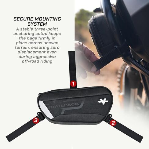 ViaTerra Trailpack Lite Motorcycle Crashbar Bags for Royal Enfield Himalayan 450 – 4L Capacity, No-Mod 3-Point Mount Foam-Reinforced YKK Zipper Off-Road Front Frame Bags for Trail & Adventure Riding in Kuwait