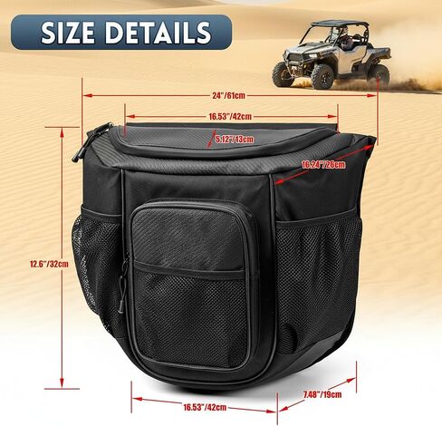 UTV Behind Seat Storage Bag Center Seat Bag Compatible with Polaris General 1000/1000-4 / XP 1000 / XP 4 1000 2016-2026 Tool Organizer Shoulder Gear Bag Accessories Large Capacity Black in Kuwait