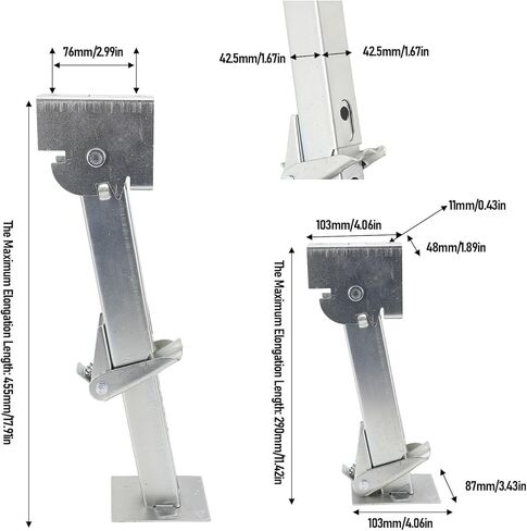 Luocute Trailer Swing Down Stabilizer Jack, Iron Material 650lbs Support 1000lbs Lifting Capacity Adjustable 290mm to 455mm, with Swing Down Design for RV Trailer in Kuwait