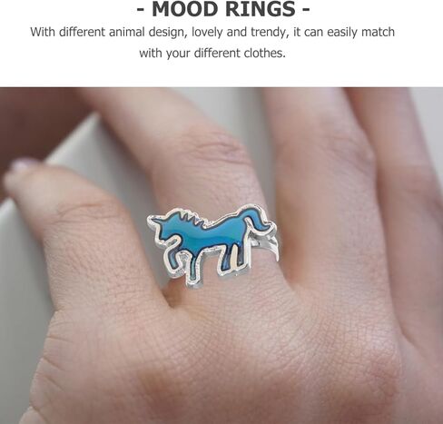 4Pcs Color Changing Animal Mood Rings Thermochromic Finger Rings for Dinosaur Elephant Polar Bear Fun Carnival Costume Accessories in Kuwait