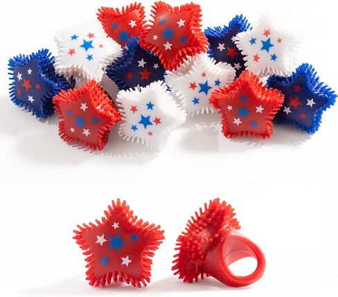 Patriotic Light-Up Star Rings for Kids (12 Pack) – Red White Blue LED Flashing Finger Rings, 4th of July Party Favors, Memorial Day & Summer Celebration Goodie Bag Toys in Kuwait