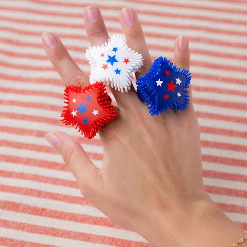 Patriotic Light-Up Star Rings for Kids (12 Pack) – Red White Blue LED Flashing Finger Rings, 4th of July Party Favors, Memorial Day & Summer Celebration Goodie Bag Toys in Kuwait