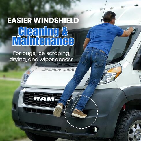 مقابض المصد الأمامي من Calvana Van Mods لـ Ram Promaster (2014-2022) - خطوات الوصول إلى الزجاج الأمامي من الدرجة البحرية - مجموعتان، تركيب سهل بدون حفر in Kuwait