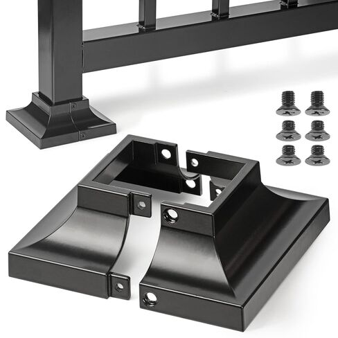 1pcs Post 2" Aluminum Deck Post Base Cover, Post Skirt, Handrail, Stair, Porch, Deck Railing Base Brackets Covers (Black) in Kuwait