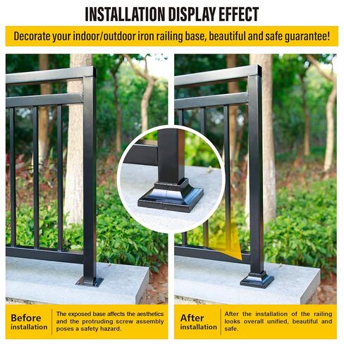 1pcs Post 2" Aluminum Deck Post Base Cover, Post Skirt, Handrail, Stair, Porch, Deck Railing Base Brackets Covers (Black) in Kuwait