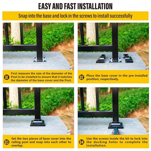 1pcs Post 2" Aluminum Deck Post Base Cover, Post Skirt, Handrail, Stair, Porch, Deck Railing Base Brackets Covers (Black) in Kuwait