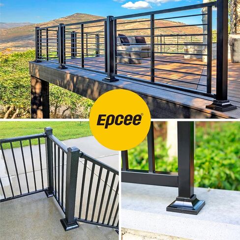 1pcs Post 2" Aluminum Deck Post Base Cover, Post Skirt, Handrail, Stair, Porch, Deck Railing Base Brackets Covers (Black) in Kuwait