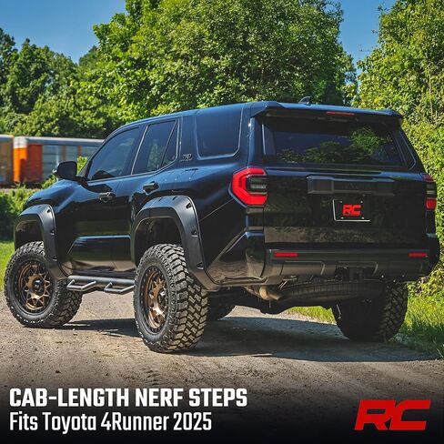 Rough Country Nerf Steps for Toyota 4Runner 2025-2026 - Cab Length Side Step Rails, Bolt-On Running Boards with Stone Guards in Kuwait