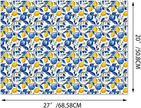 JOINFANXIN 12sheets Blue and White Porcelain Lemon Wrapping Paper Chinoiserie Lemon Pattern Gift Wrap Packing Paper for Holiday Birthday Wedding Party DIY Gift Decorative Paper Supplies in Kuwait