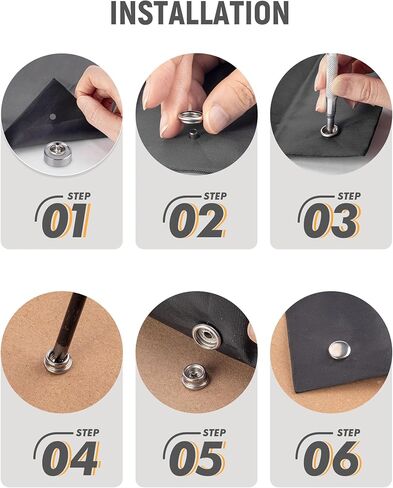 FEAOXYO 150PCS Canvas Snap Button Kit, Marine Grade 3/8" Socket, Stainless Steel Screws Snap Fasteners Kit for Fabric, Furniture, Leather and Boat Cover Canvas Replacement in Kuwait