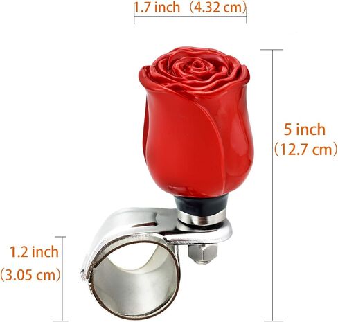 Car Suicide Knob Rose Shape Steering Wheel Turning Control Spinner Assist Grip Handle Fit Most Agricultural Tractors Forklifts Lawn Mowers, Red in Kuwait