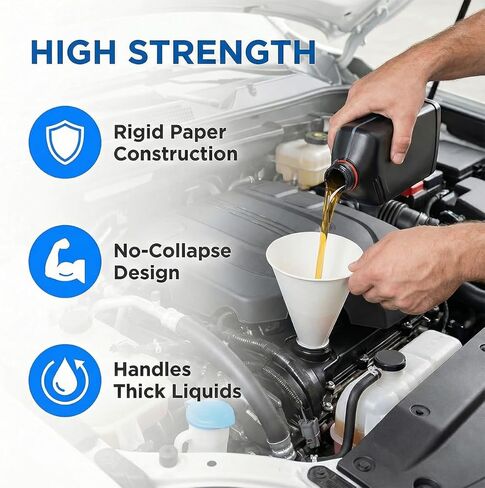 100PCS Disposable Car Engine Oil Funnels, Paper No-Spill Foldable Vehicle Change Fluid Funnels, Multi-Purpose Automotive Fluid Gas Cone Dispenser, Universal for SUV RV Pickup in Kuwait