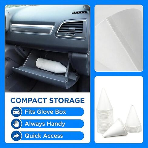100PCS Disposable Car Engine Oil Funnels, Paper No-Spill Foldable Vehicle Change Fluid Funnels, Multi-Purpose Automotive Fluid Gas Cone Dispenser, Universal for SUV RV Pickup in Kuwait